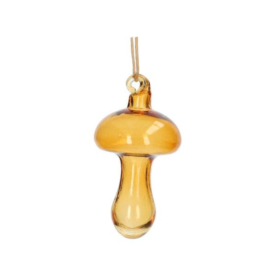 Hanger paddenstoel, glas, oker, 9 cm Hanger paddenstoel, glas, oker, 9 cm afbeelding 1
