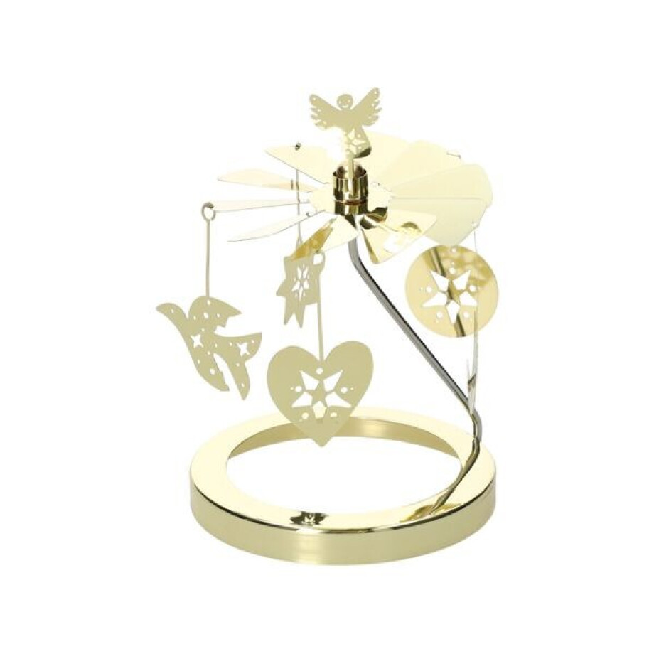 Draaiend molentje voor geurkaars, metaal, goudkleurig Draaiend molentje voor geurkaars, metaal, goudkleurig afbeelding