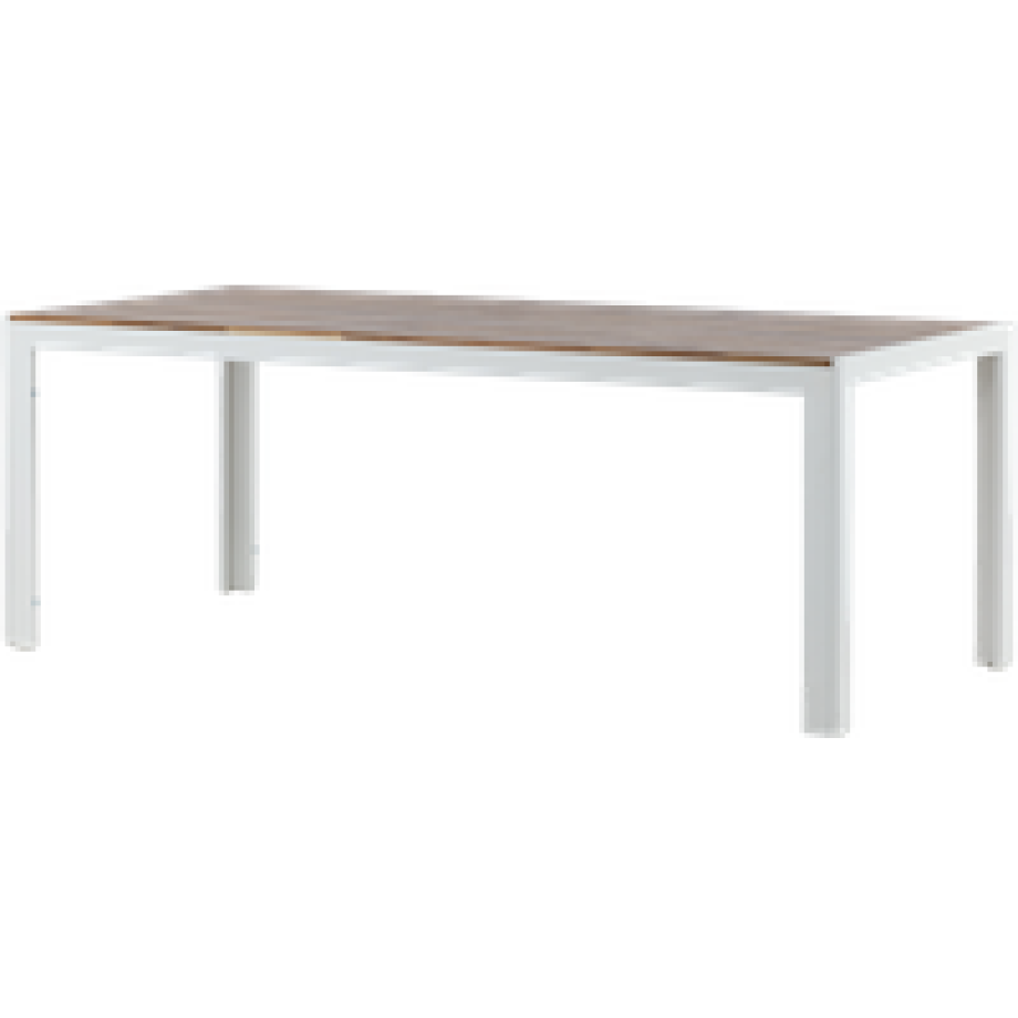 Lasse aluminium tuintafel wit - houten tafelblad - 205 x 90 cm afbeelding 1