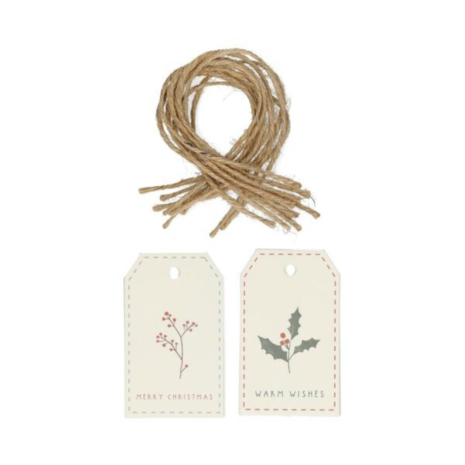 Cadeaulabels met kersttakjes, papier, 10 stuks afbeelding 1
