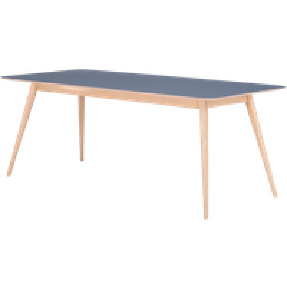 Stafa table houten eettafel whitewash - met linoleum tafelblad smokey blue - 200 x 90 cm afbeelding 1