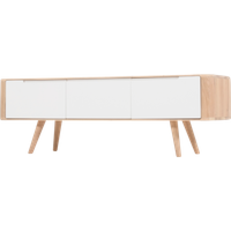 Ena lowboard houten tv meubel whitewash - 135 x 55 cm afbeelding 1