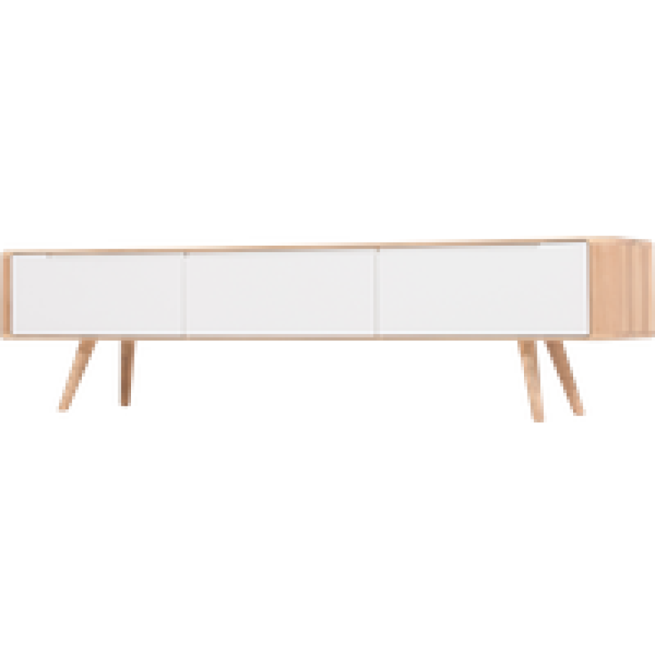 Ena lowboard houten tv meubel whitewash - 180 x 42 cm afbeelding 1