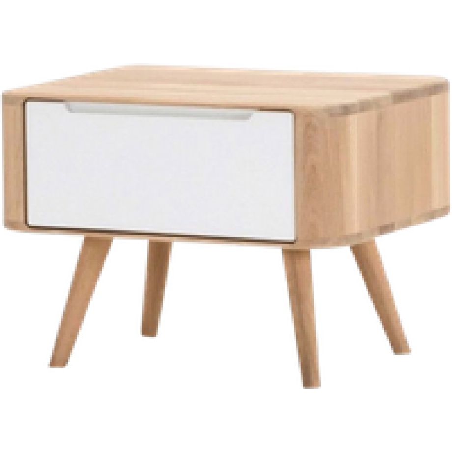 Ena nightstand 55 houten nachtkastje whitewash - 1 lade afbeelding 1