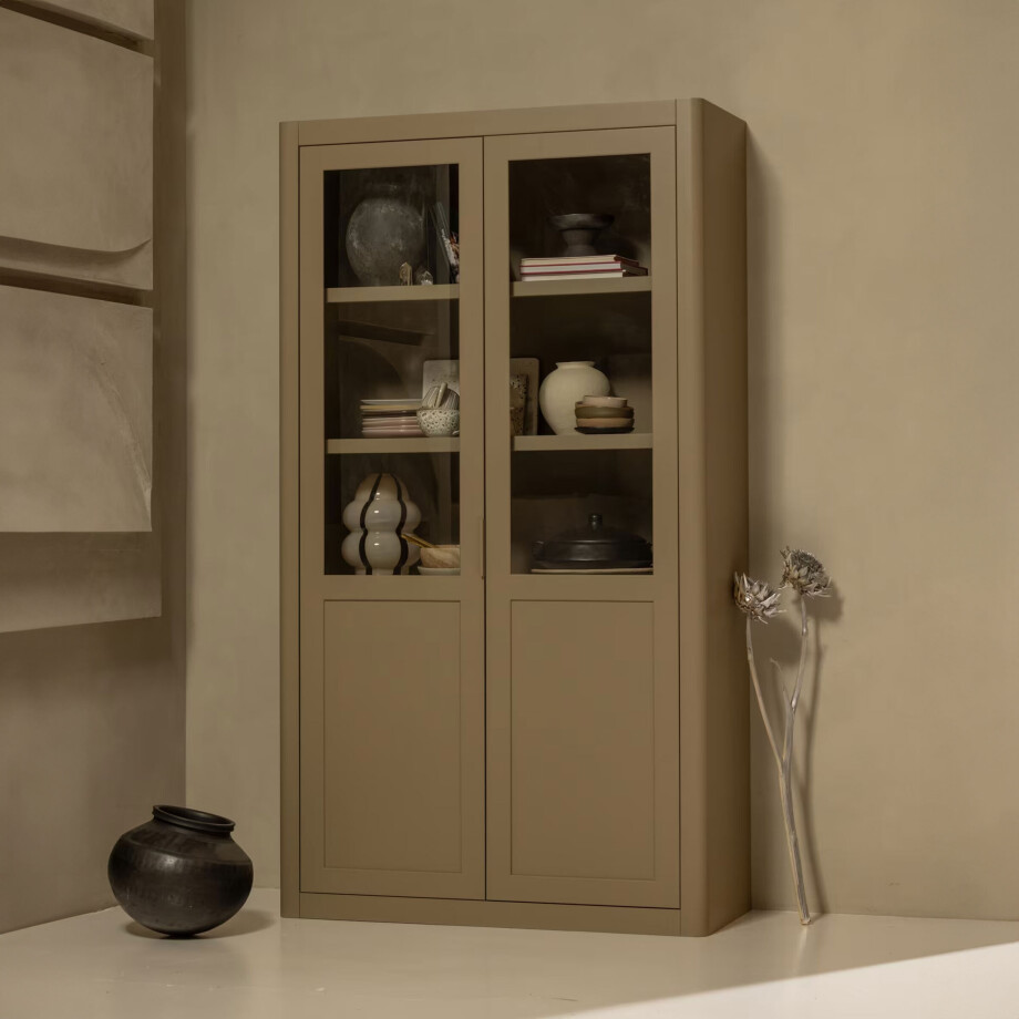 WOOOD Buffetkast 'Gunnar' Grenenhout, 217 x 120cm, kleur Mud WOOOD Buffetkast 'Gunnar' Grenenhout, 217 x 120cm, kleur Mud afbeelding 1