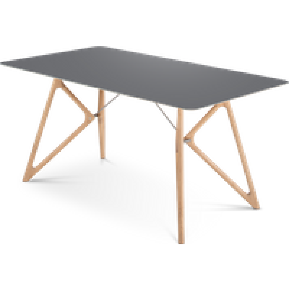 Tink table houten eettafel whitewash - met linoleum tafelblad nero - 160 x 90 cm afbeelding 1