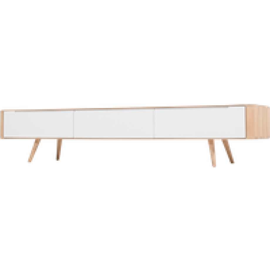 Ena lowboard houten tv meubel whitewash - 225 x 42 cm afbeelding 1