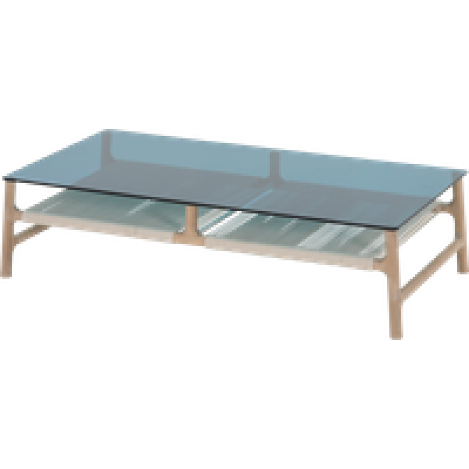 Fawn coffee table houten salontafel whitewash - met glazen tafelblad petrol - 120 x 60 cm afbeelding 1