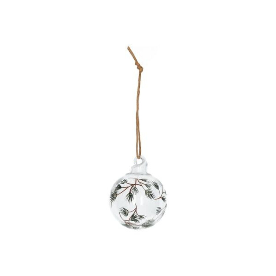 Kerstbal, glas, dennentakjes afbeelding 1