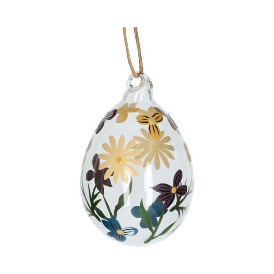 Paashanger, glas, ei met handbeschilderde bloemen Paashanger, glas, ei met handbeschilderde bloemen afbeelding