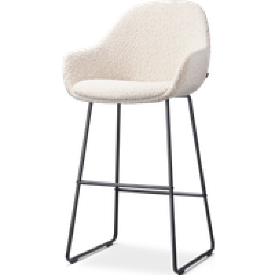 Nino-Mae barkruk bouclé beige - zwart onderstel - 75 cm afbeelding 1