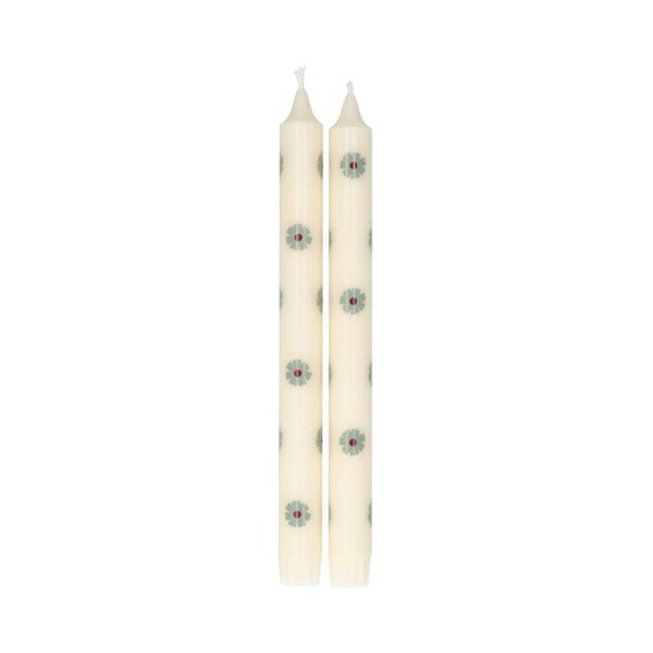 Dinerkaarsen, blauwe bloemen, 25 cm, set van 2 Dinerkaarsen, blauwe bloemen, 25 cm, set van 2 afbeelding 1