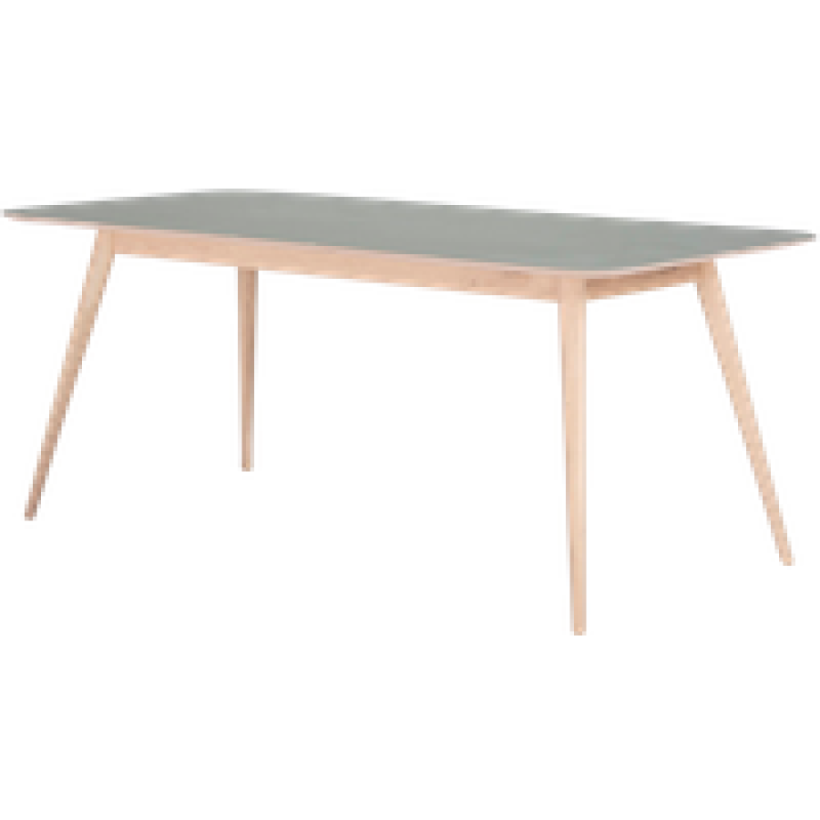 Stafa table houten eettafel whitewash - met linoleum tafelblad dark olive - 140 x 90 cm afbeelding 1