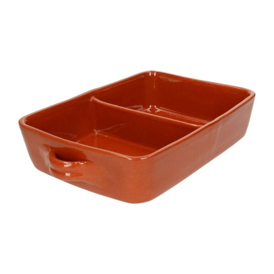 Ovenschaal met twee vakken, terracotta, 24 x 33 cm Ovenschaal met twee vakken, terracotta, 24 x 33 cm afbeelding 1