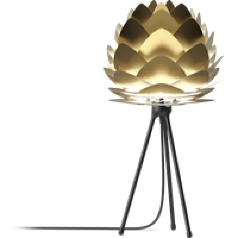 Aluvia Mini tafellamp brushed brass - met tripod zwart - Ø 40 cm afbeelding 1