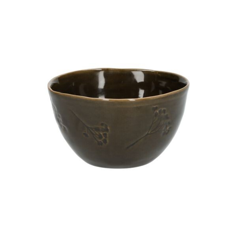 Kom, steengoed, donkergroen, Ø14 X 2 cm Kom, steengoed, donkergroen, Ø14 X 2 cm afbeelding 1