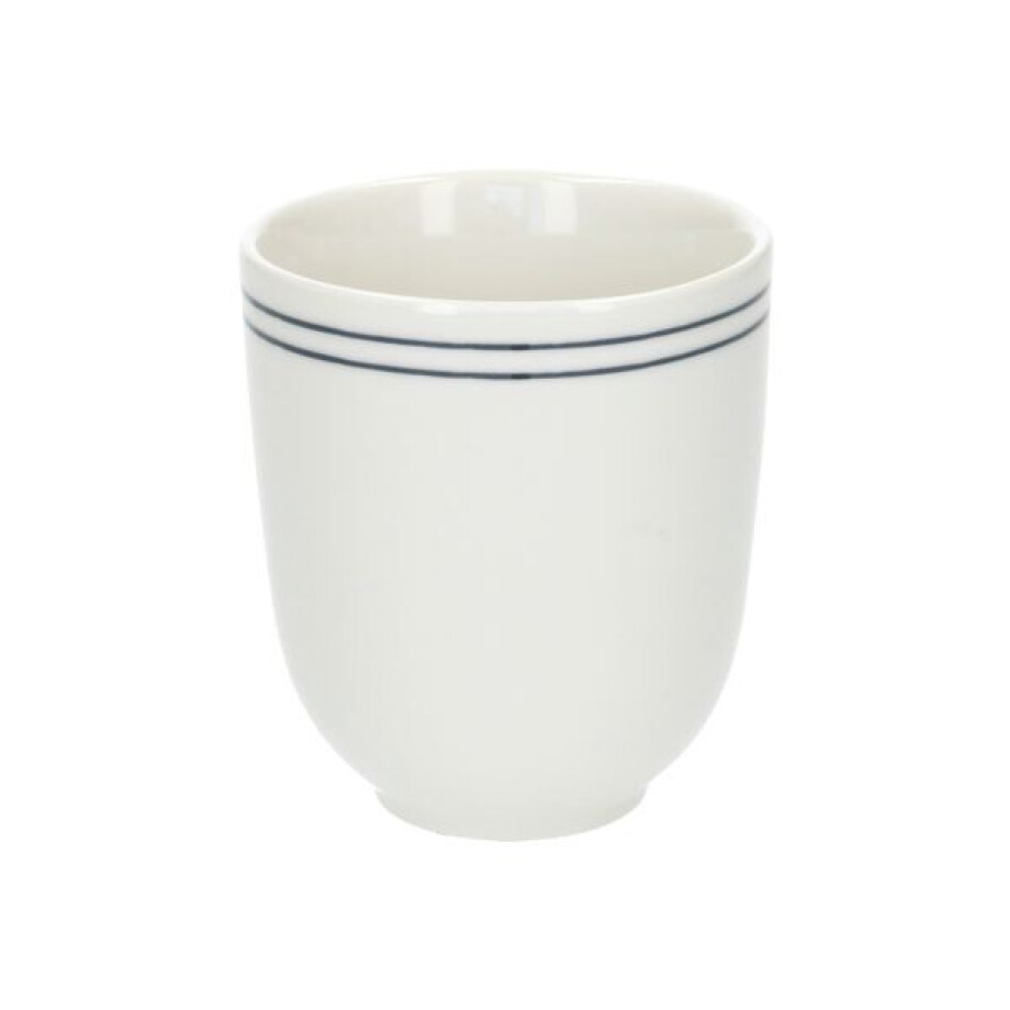 Beker met blauwe streep, organisch, porselein,Ø 7,6 cm afbeelding 1