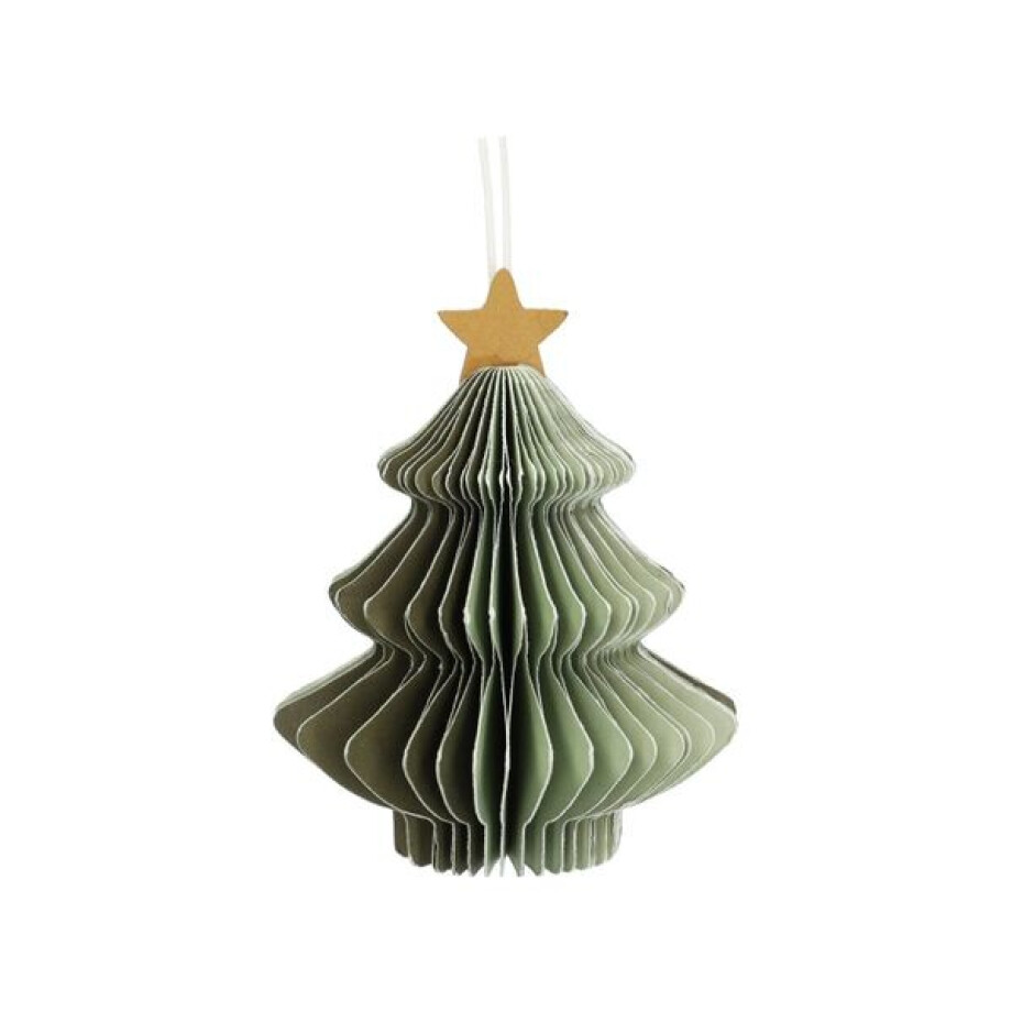 Hanger kerstboom, papier, honingraat, groen, 9 cm Hanger kerstboom, papier, honingraat, groen, 9 cm afbeelding 1