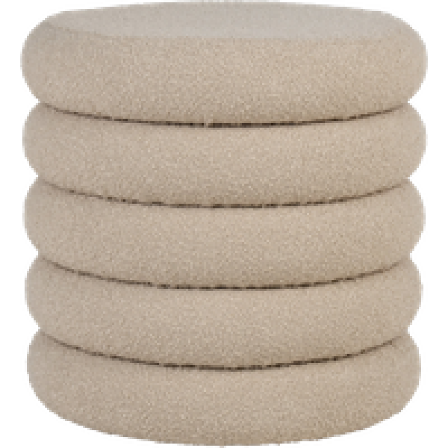 Willemijn poef bouclé beige - met opbergruimte - Ø 44 cm afbeelding 1