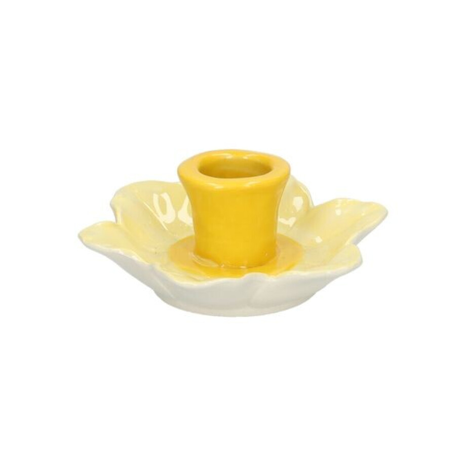 Kandelaar narcis, steengoed, geel,Ø 10,5 x 4 cm afbeelding 1