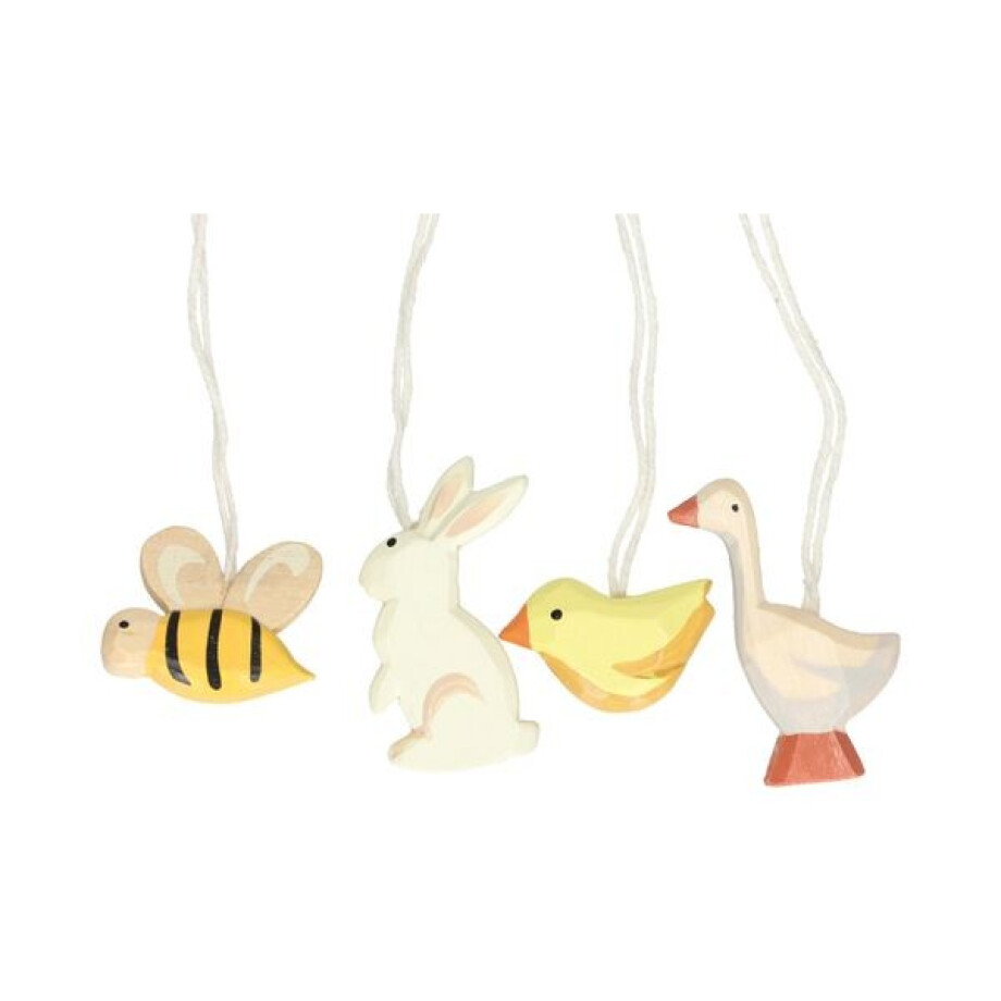 Eitjes, hout, dieren, 4 stuks Eitjes, hout, dieren, 4 stuks afbeelding 1