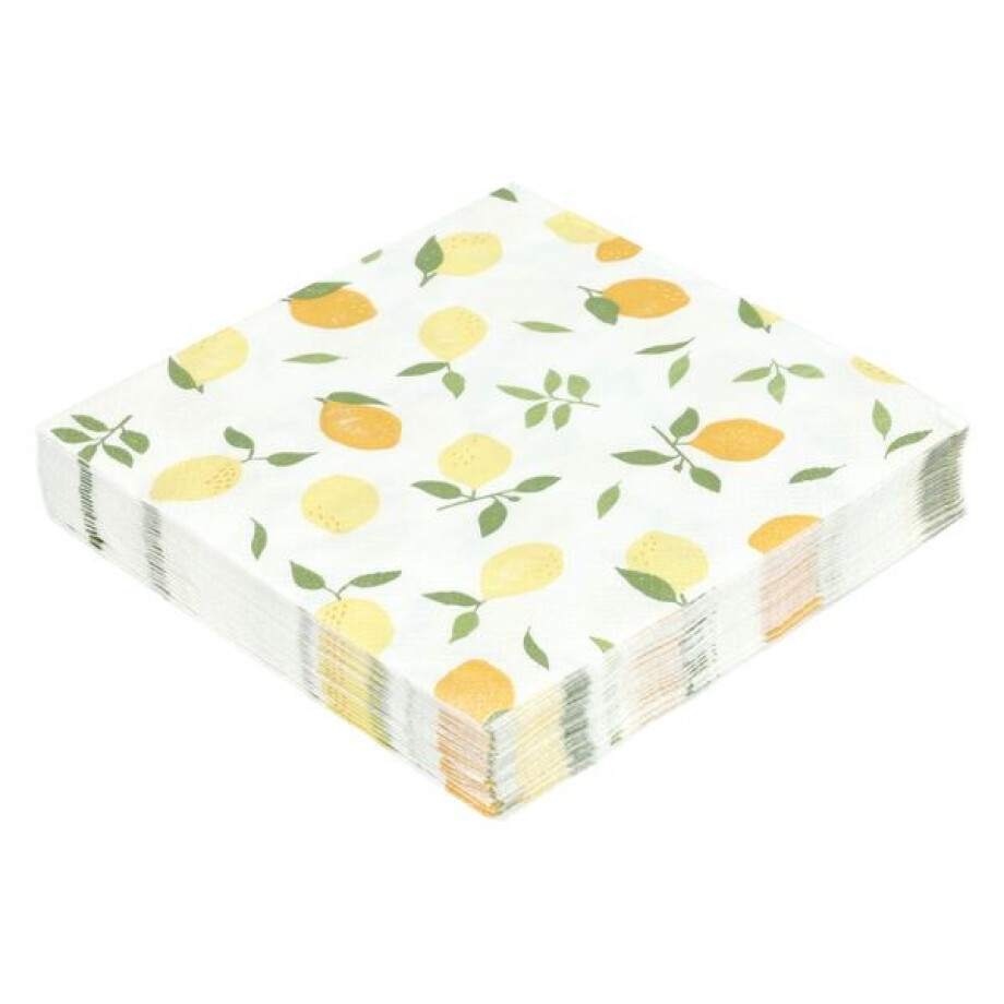 Servetten, papier, citroenen, 33 x 33 cm, 20 stuks Servetten, papier, citroenen, 33 x 33 cm, 20 stuks afbeelding 1