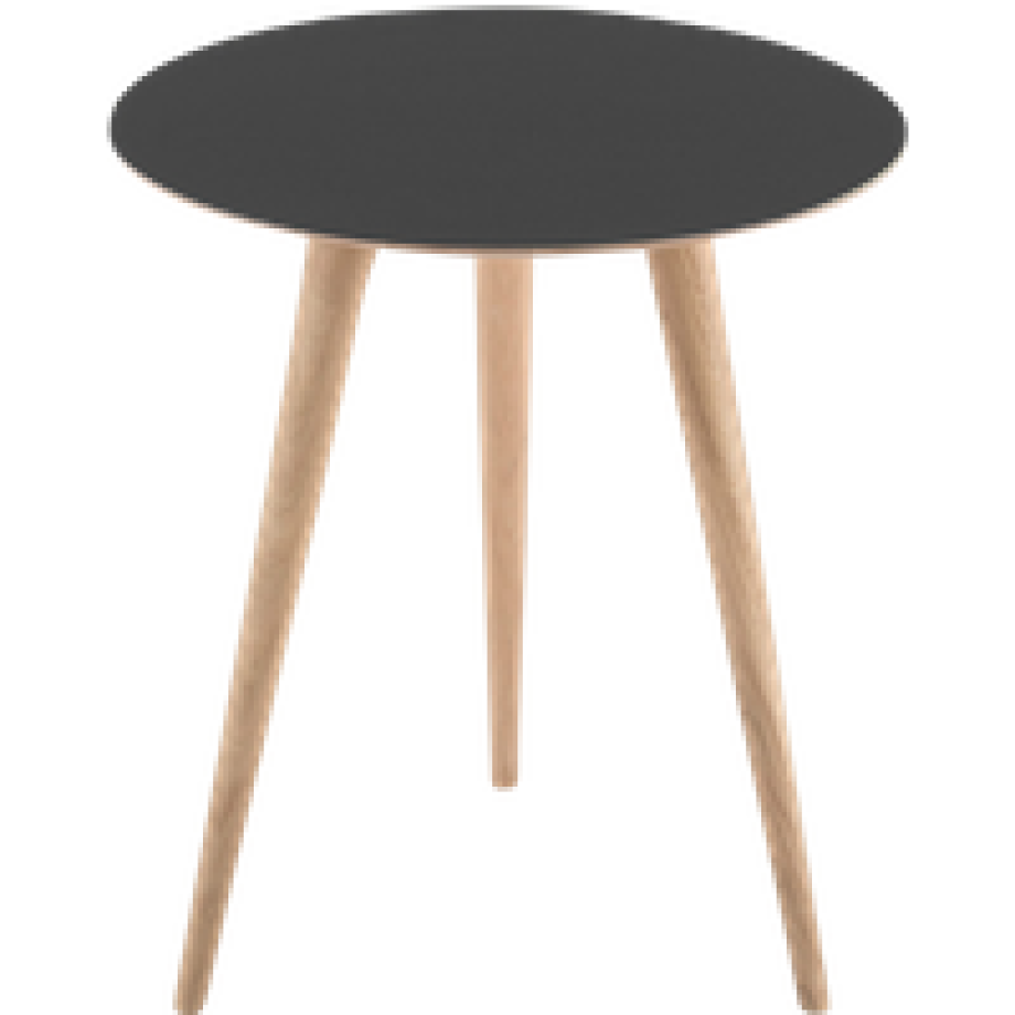 Arp side table houten bijzettafel whitewash - met linoleum tafelblad nero - Ø 45 cm afbeelding 1