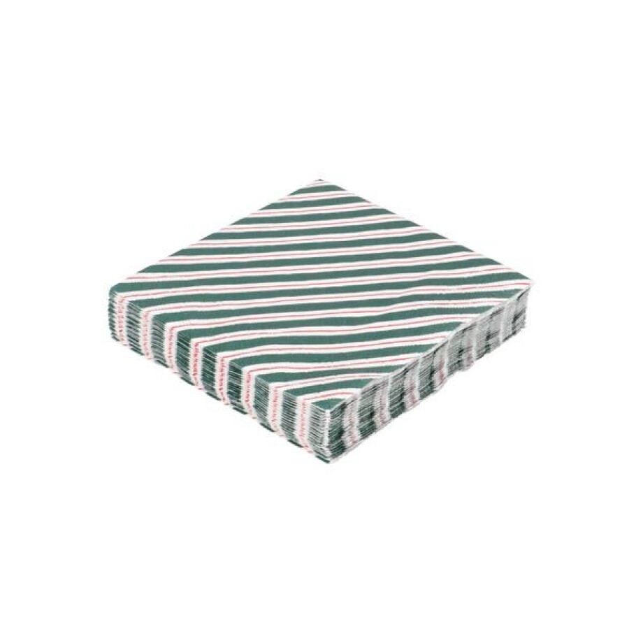 Servetten, papier, rode en groene streep, 25 x 25 cm, 20 stuks afbeelding 1