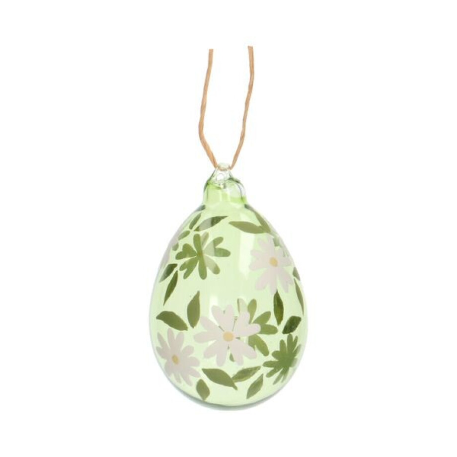 Glazen hanger, ei, madeliefjes, groen afbeelding 1
