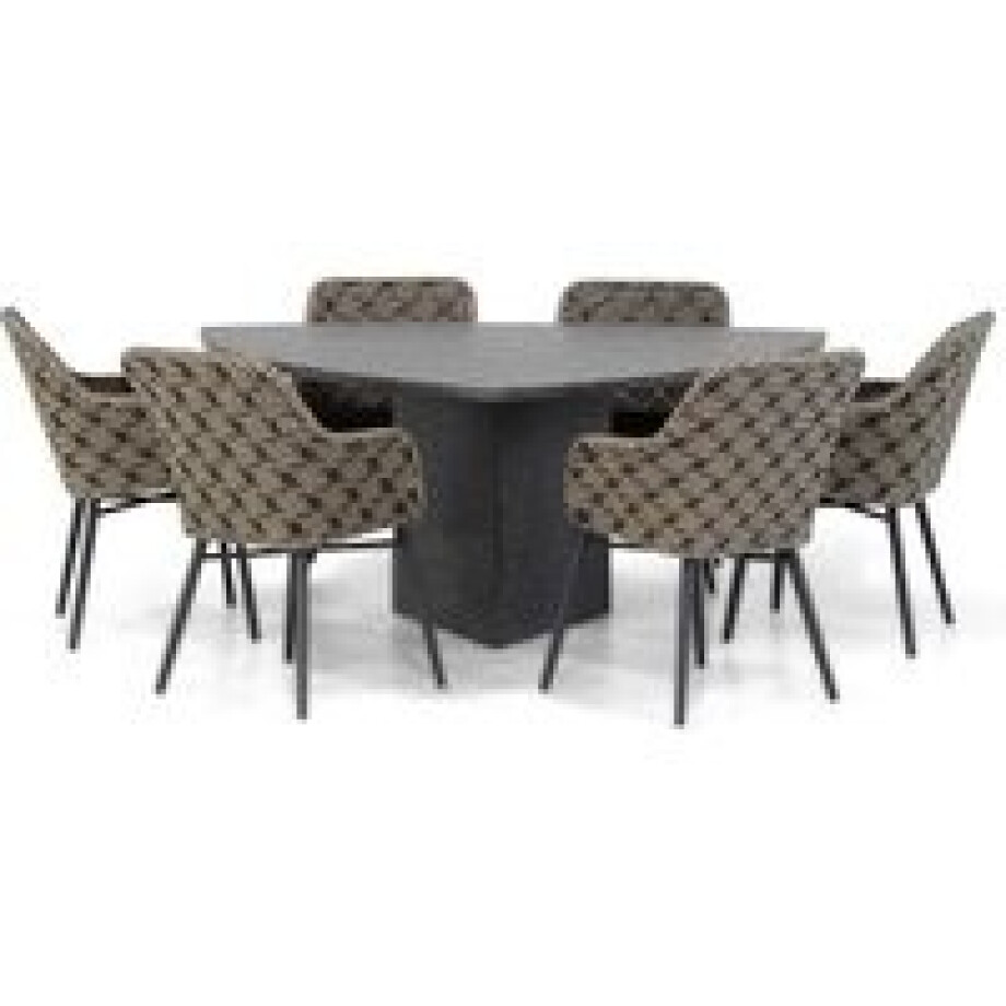 Lifestyle Crossway/Graniet 170 cm triangel dining tuinset 7-delig afbeelding 1