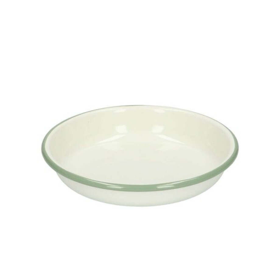 Bord diep, emaille, groengrijs/wit, Ø 15 cm afbeelding 1