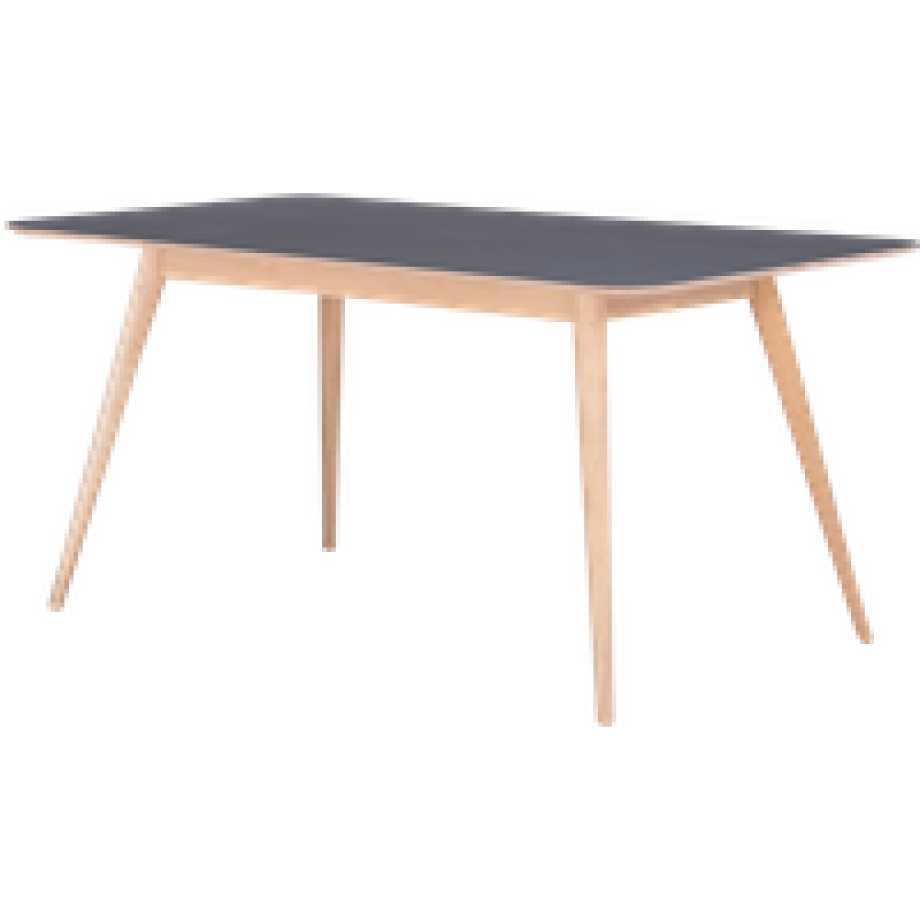 Stafa table houten eettafel whitewash - met linoleum tafelblad nero - 160 x 90 cm afbeelding 1