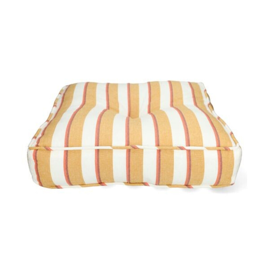Zitmatras, bio-katoen, okerkleurige streep, 50 x 50 cm Zitmatras, bio-katoen, okerkleurige streep, 50 x 50 cm afbeelding 1