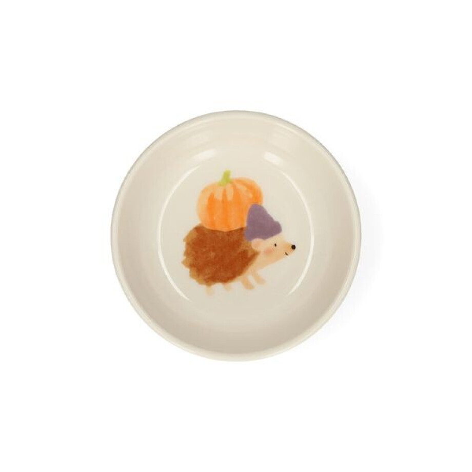 Schaaltje, steengoed, egel met een pompoen, Ø9 cm Schaaltje, steengoed, egel met een pompoen, Ø9 cm afbeelding 1