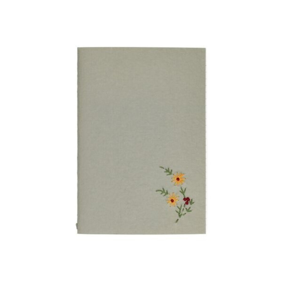 Schrift, gekleurd kraftpapier, geborduurde bloem, A5 Schrift, gekleurd kraftpapier, geborduurde bloem, A5 afbeelding 1