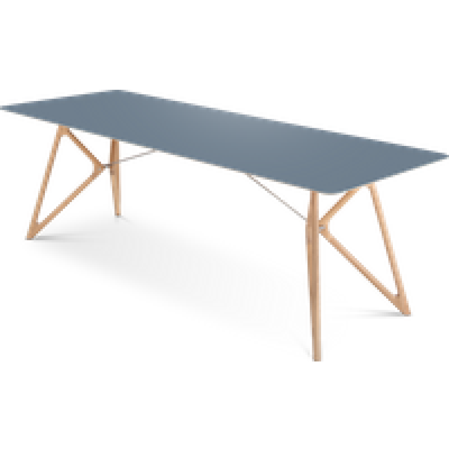 Tink table houten eettafel whitewash - met linoleum tafelblad smokey blue - 240 x 90 cm afbeelding 1