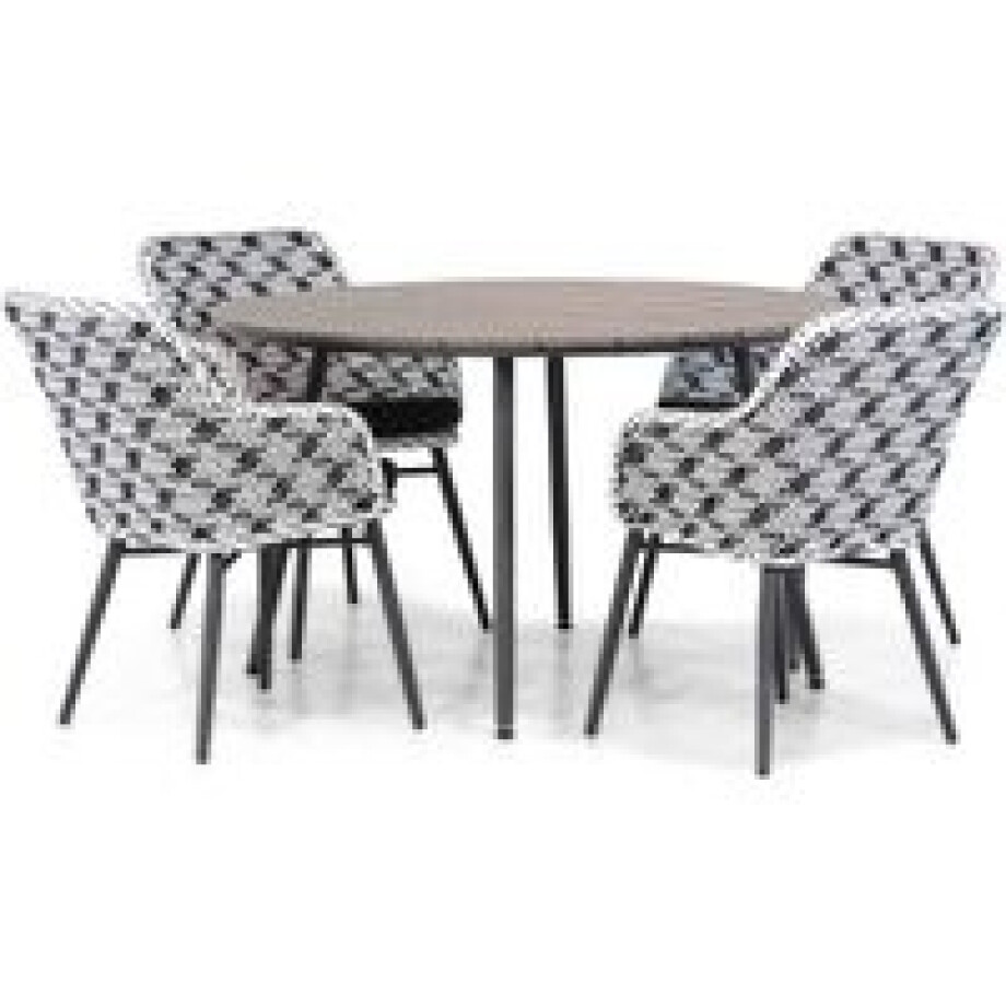 Lifestyle Crossway/Matale 125 cm rond dining tuinset 5-delig Lifestyle Crossway/Matale 125 cm rond dining tuinset 5-delig afbeelding 1