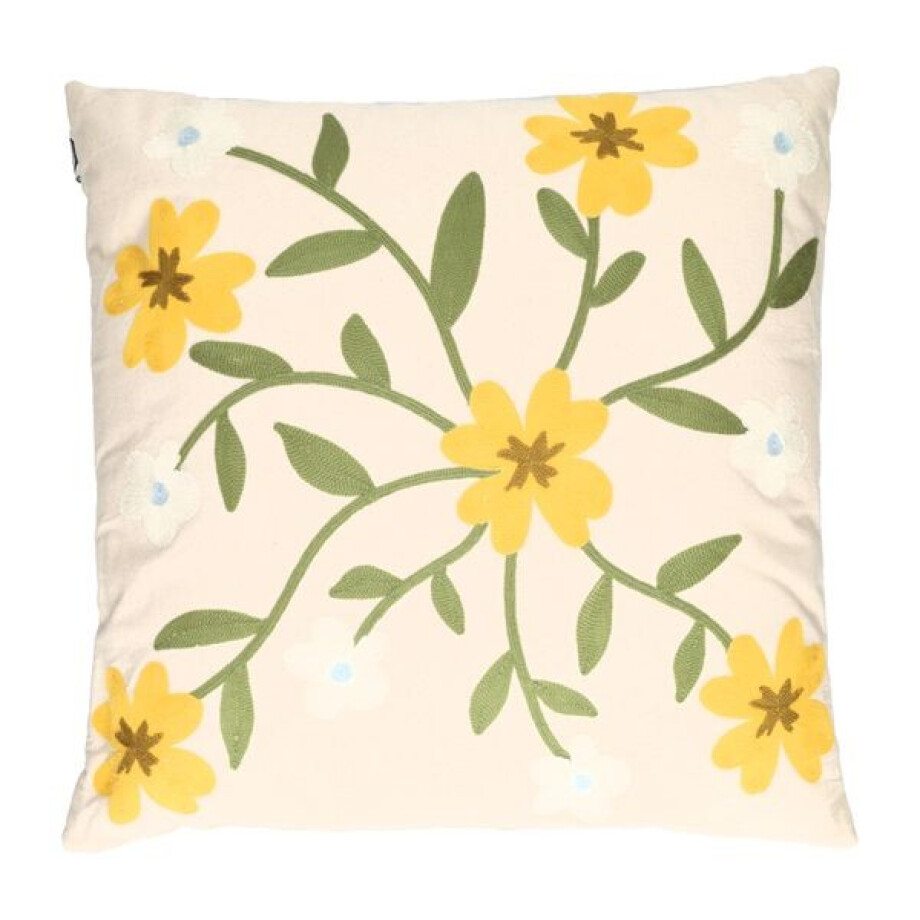 Kussen met bloemen, bio-katoen, offwhite, 50 x 50 cm afbeelding 1