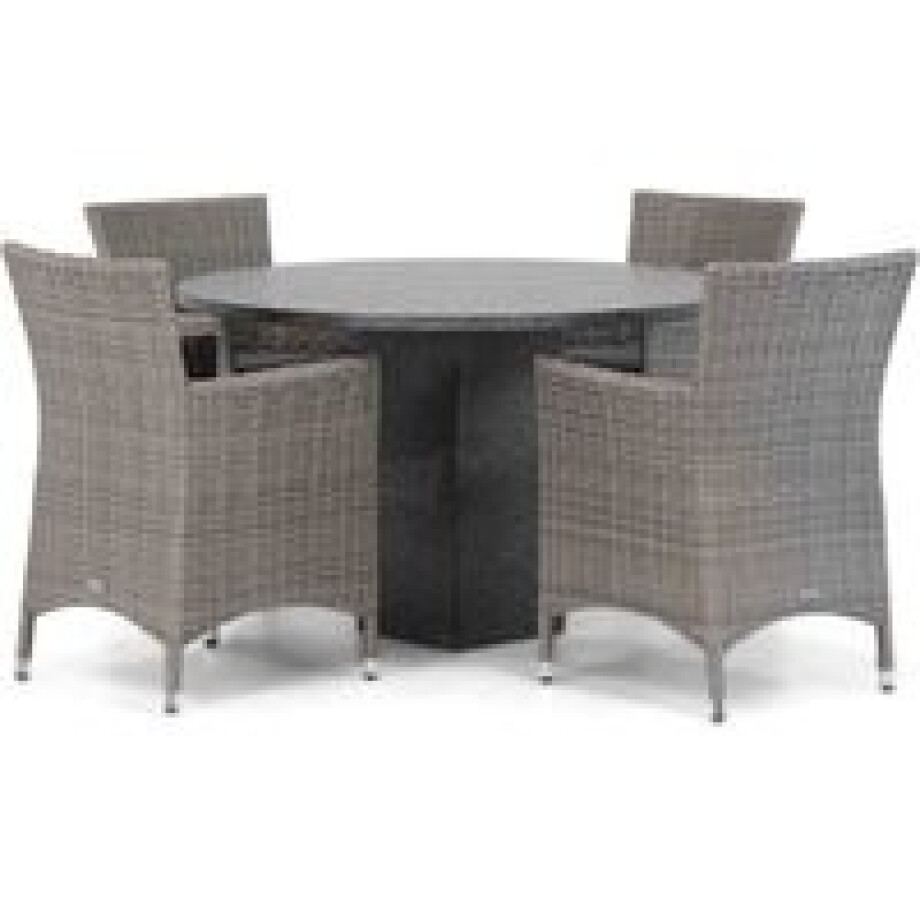 Garden Collections Dublin/Graniet 120 cm rond dining tuinset 5-delig Garden Collections Dublin/Graniet 120 cm rond dining tuinset 5-delig afbeelding 1