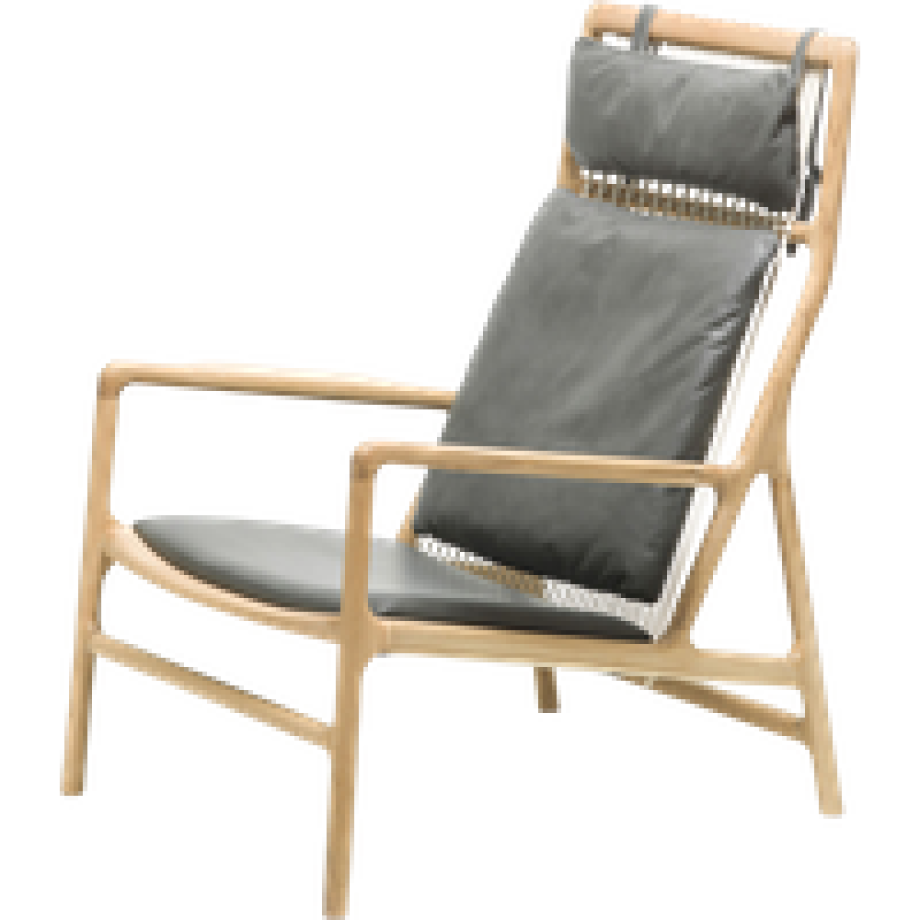 Dedo lounge chair whitewash eiken - dakar leather grey zitting afbeelding 1