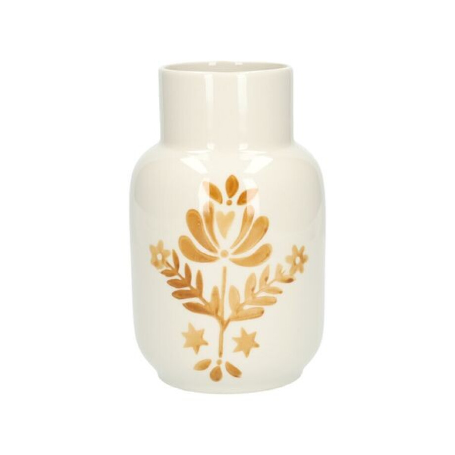 Vaas decoratief, steengoed, oker,Ø9 x 15 cm Vaas decoratief, steengoed, oker,Ø9 x 15 cm afbeelding 1