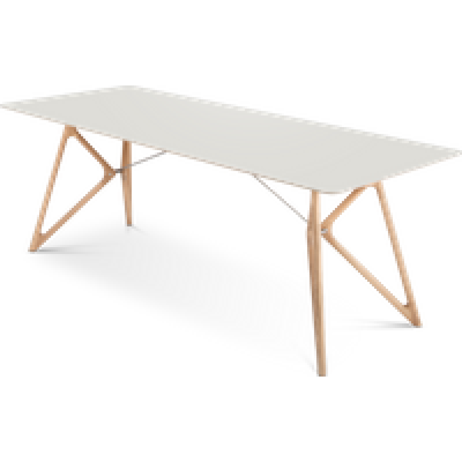 Tink table houten eettafel whitewash - met linoleum tafelblad mushroom - 220 x 90 cm afbeelding 1