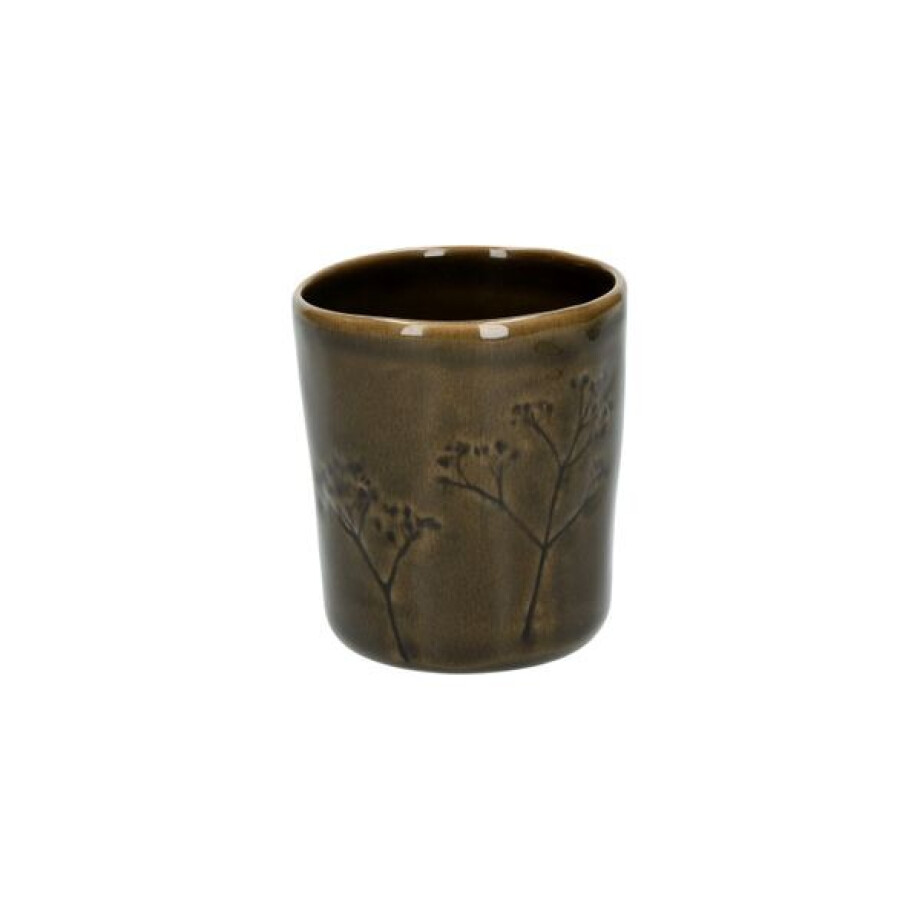 Beker, steengoed, donkergroen, Ø8 x 9,5 cm Beker, steengoed, donkergroen, Ø8 x 9,5 cm afbeelding 1