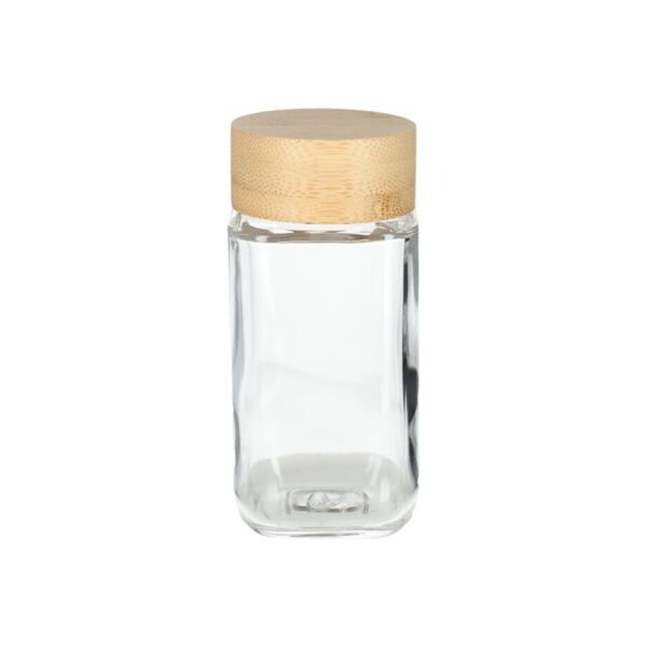 Kruidenpotje vierkant, glas, bamboe dop, 120 ml afbeelding 