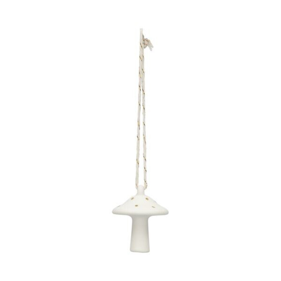 Hanger, porselein, paddenstoel, wit en goud afbeelding 1