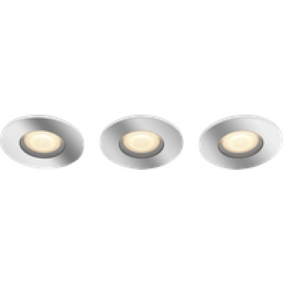 Philips Hue Adore badkamerinbouwspot White Ambiance - rond - Chroom 3-pack + dimmer Philips Hue Adore badkamerinbouwspot White Ambiance - rond - Chroom 3-pack + dimmer afbeelding