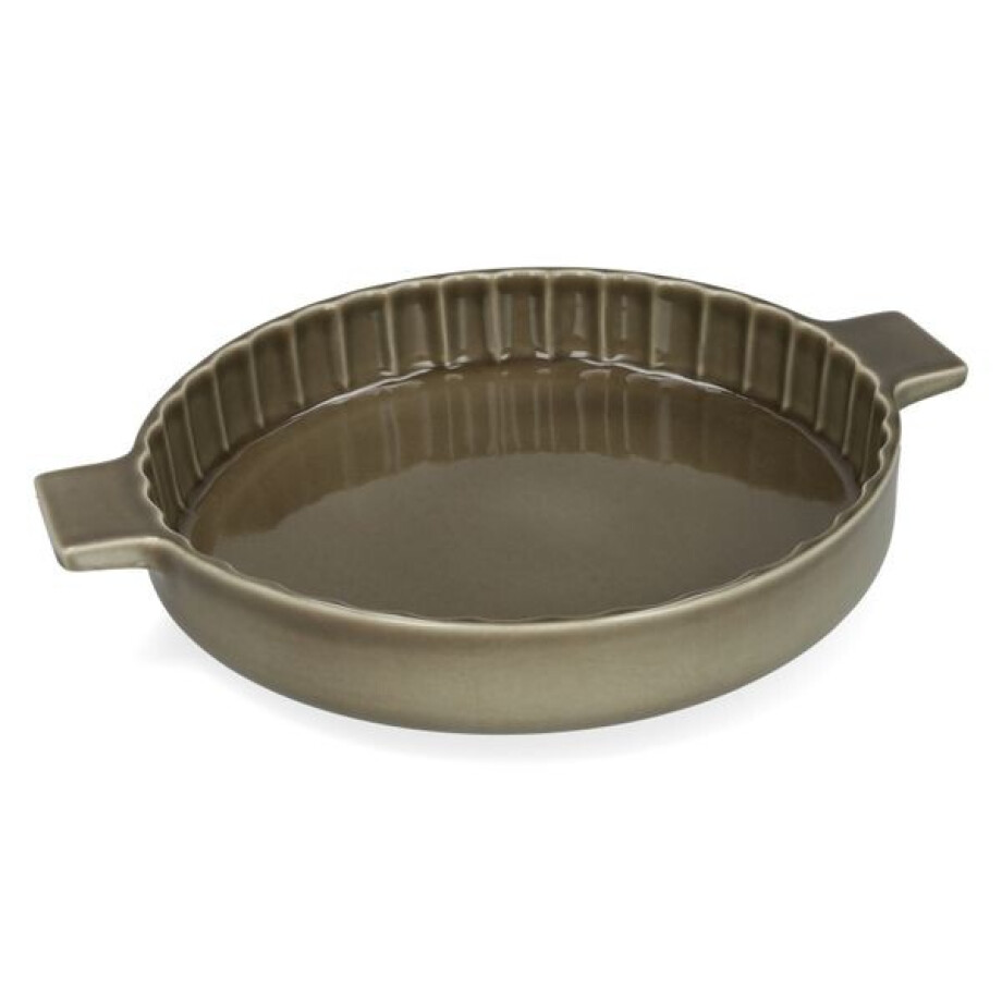 Quicheschaal, reactief glazuur, steengoed, olijfgroen, Ø25 cm Quicheschaal, reactief glazuur, steengoed, olijfgroen, Ø25 cm afbeelding 1