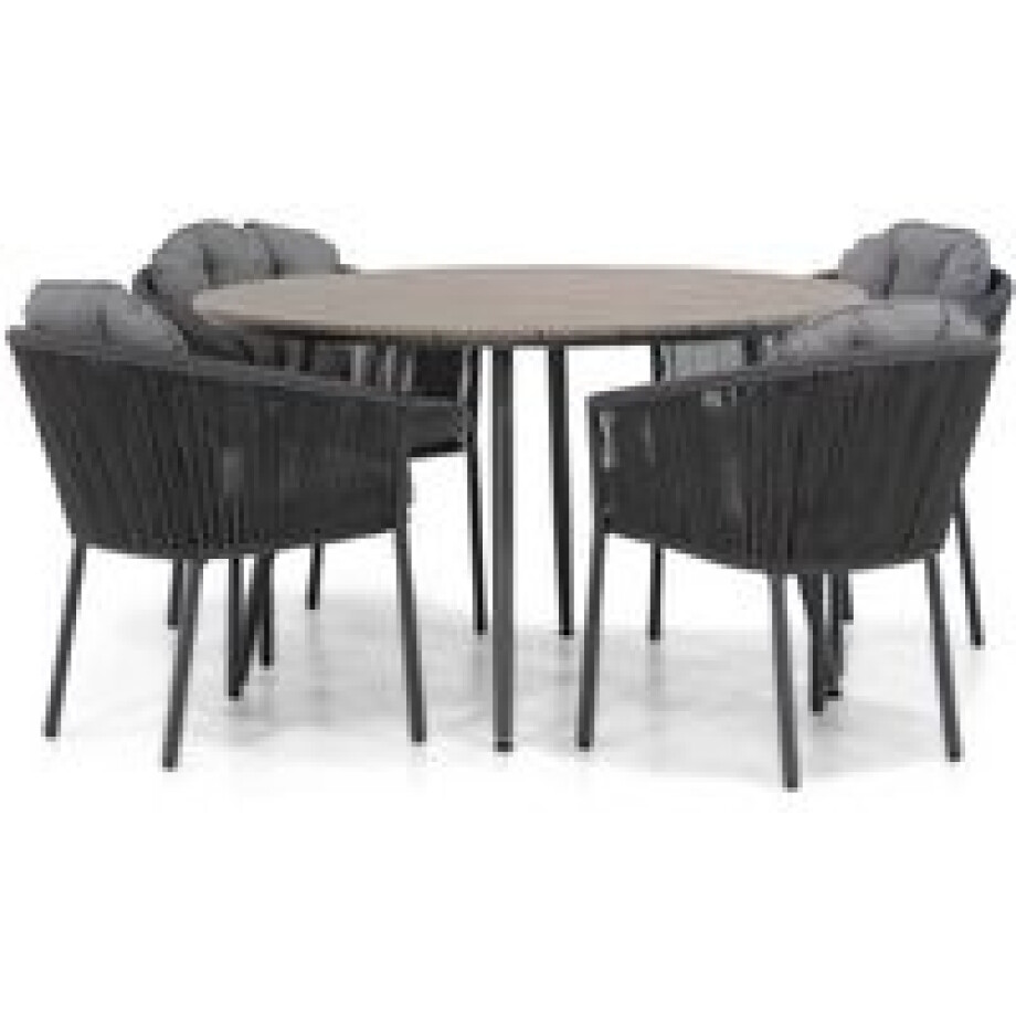 Santika Novita/Matale 125 cm rond dining tuinset 5-delig Santika Novita/Matale 125 cm rond dining tuinset 5-delig afbeelding 1