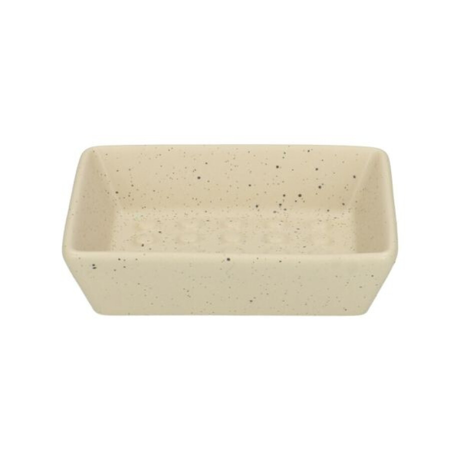 Zeepschaaltje rechthoek, beige spikkel, keramiek Zeepschaaltje rechthoek, beige spikkel, keramiek afbeelding 1