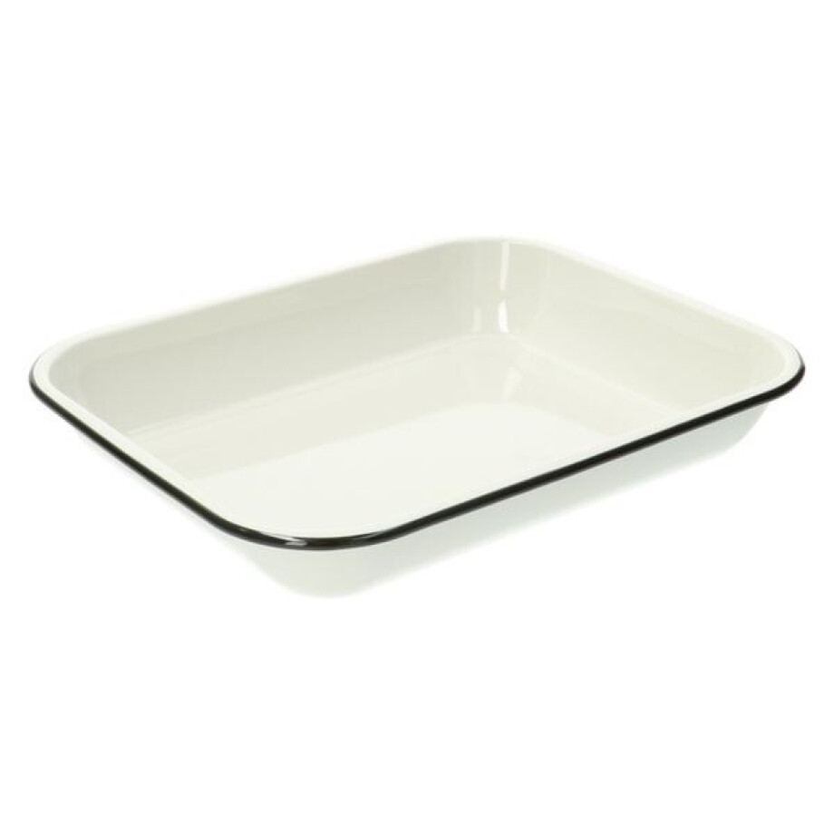 Ovenschaal, emaille, wit/zwart, 34 x 27 cm Ovenschaal, emaille, wit/zwart, 34 x 27 cm afbeelding 1